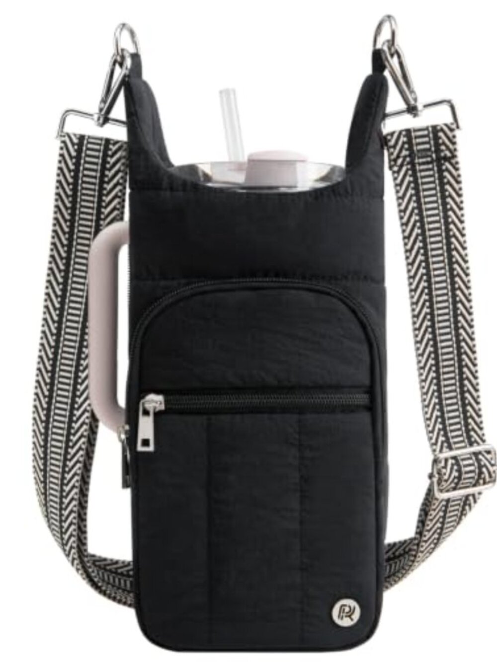 Crossbody Water Bottle Carrier Bag with RFID Pocket & Strap